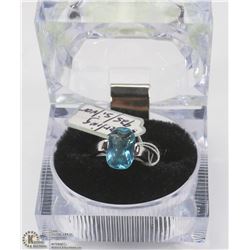 NEW CUBIC BLUE STERLING .925 SILVER RING SIZE 1