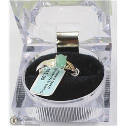 NEW EMERALD TOPAZ STERLING .925 SILVER RING SIZE 1