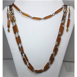 10 -GOLD TONE TRIPLE STRAND AMBER