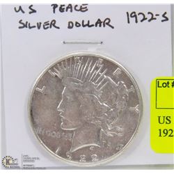 US PEACE SILVER DOLLAR COIN 1922.