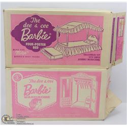 VINTAGE BARBIE WARDROBE & 4 POSTER BED IN ORIGINAL