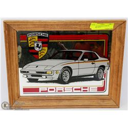 VINTAGE MIRRORED PORSCHE PICTURE 14 X 11
