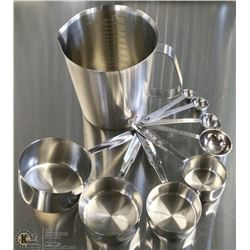STAINLESS MEASURE SET - LOT OF 9 PIECES