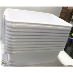 TOTE BOX - LOT OF 10 - WHITE  7" DEEP