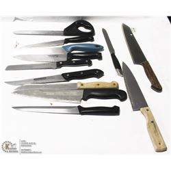 LOT OF 10 PLUS KITCHEN KNIVES INCL CHICAGO
