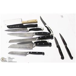LOT OF 10 PLUS KITCHEN KNIVES INCL CHICAGO