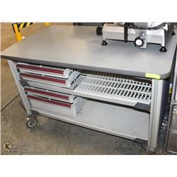 PREP WORK TABLE 52"X28"X34"H ON CASTORS WITH SHELF