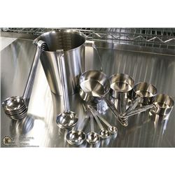 STAINLESS MEASURE SET - LOT OF 15 PIECES