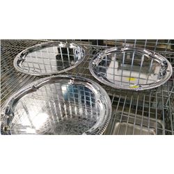 14" ROUND CHROME PLATED STEEL PLATTERS - LOT OF 3