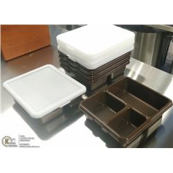 CAMBRO MEAL DELIVERY TRAYS WITH LIDS - LOT OF 6