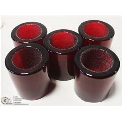NEW HOLLOWICK RED CANDLE HOLDERS (LOT OF 5)