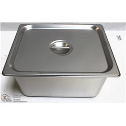 ME#10) S/S FOOD PAN HALF  SIZE 6" DEEP W/ LID