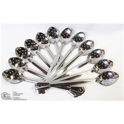 NEW 15" STAINLESS PERFORATED SPOONS - LOT OF 12
