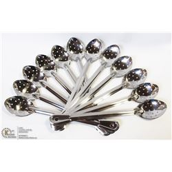 NEW 15" STAINLESS PERFORATED SPOONS - LOT OF 12