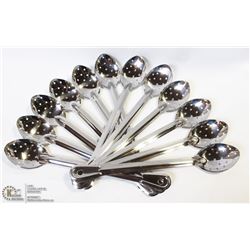 NEW 15" STAINLESS PERFORATED SPOONS - LOT OF 12