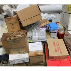 PALLET OF ASSORTED DISPOSABLE TAKE OUT SUPPLIES ;