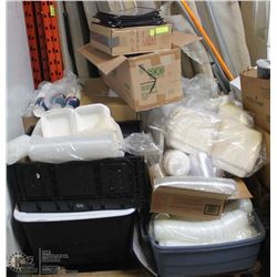 PALLET OF ASSORTED DISPOSABLE TAKE OUT SUPPLIES ;