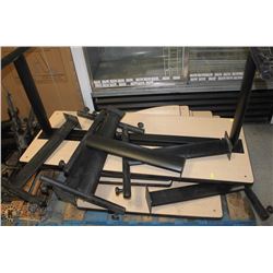 PALLET OF DISASSEMBLED WOODGRAIN OFFICE TABLES