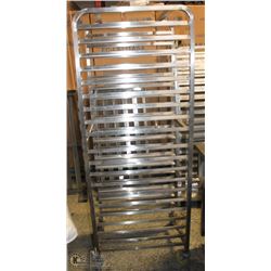 20 SLAT STAINLESS STEEL BAKERS RACK ON CASTORS