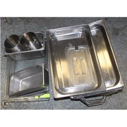 MISC LOT INCLUDING CHAFING DISH FRAMES + LID,