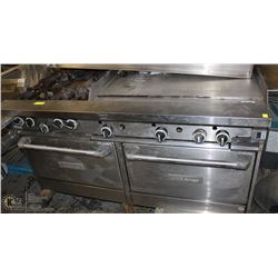 US RANGE COMBINATION FLAT TOP, 4 BURNER, DUEL OVEN