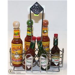 STAINLESS TABASCO DISPLAY WITH 6 HOT SAUCES