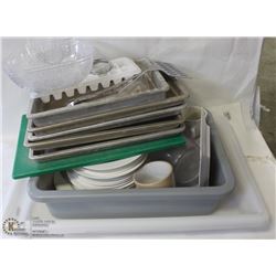 MIXED MISC. LOT OF BUS PANS, BAKING PANS,