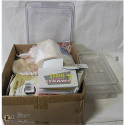 LOT OF CLEAR COVERED COLD TRAYS/INSERTS AND