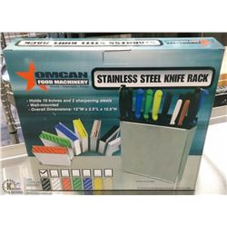 OMCAN STAINLESS STEEL KNIFE RACK W/BLACK INSERT