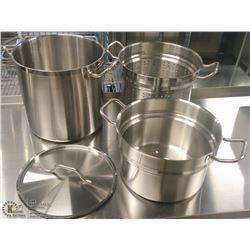 20QT HD STAINLESS STOCK POT, STEAMER & DOUBLE BOIL