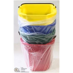 4 NEW RUBBERMAID 5 QT SANITARY PAILS