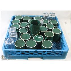 FLAT OF CERAMIC COFFEE MUGS, JUICE CUPS, &