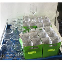 FLAT OF CLEAR JUICE GLASSES, MILK GLASSES,
