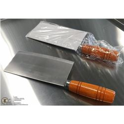 WOODEN HANDLE CLEAVERS - LOT OF 2