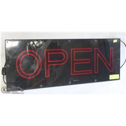 17W BLACK BACKDROP OPEN SIGN