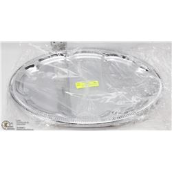 NEW OVAL TRAY 18" PLATED STEEL - LOT OF 4