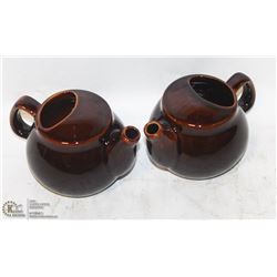 2 NEW  BROWN-FINISH 2 CUP TEAPOTS