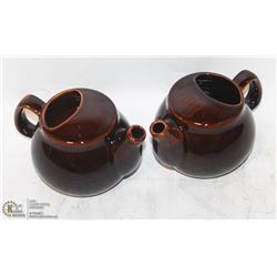 2 NEW  BROWN-FINISH 2 CUP TEAPOTS