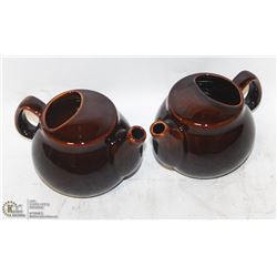 2 NEW  BROWN-FINISH 2 CUP TEAPOTS