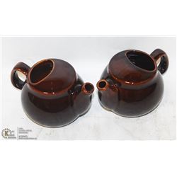 2 NEW  BROWN-FINISH 2 CUP TEAPOTS