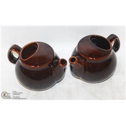 2 NEW  BROWN-FINISH 2 CUP TEAPOTS