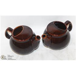2 NEW  BROWN-FINISH 2 CUP TEAPOTS