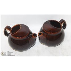 2 NEW  BROWN-FINISH 2 CUP TEAPOTS