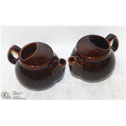 2 NEW  BROWN-FINISH 2 CUP TEAPOTS