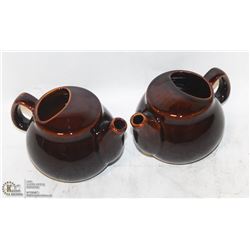 2 NEW  BROWN-FINISH 2 CUP TEAPOTS