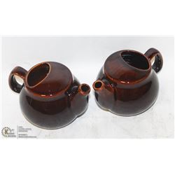 2 NEW  BROWN-FINISH 2 CUP TEAPOTS