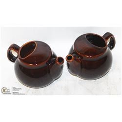 2 NEW  BROWN-FINISH 2 CUP TEAPOTS