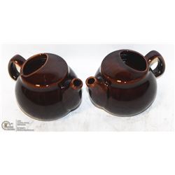 2 NEW  BROWN-FINISH 2 CUP TEAPOTS