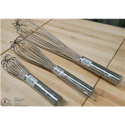 STAINLESS WHIPS 10", 14", 20' - LOT OF 3