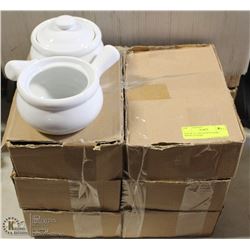 LOT OF 12 - ONION SOUP BOWL WHITE /COVERS